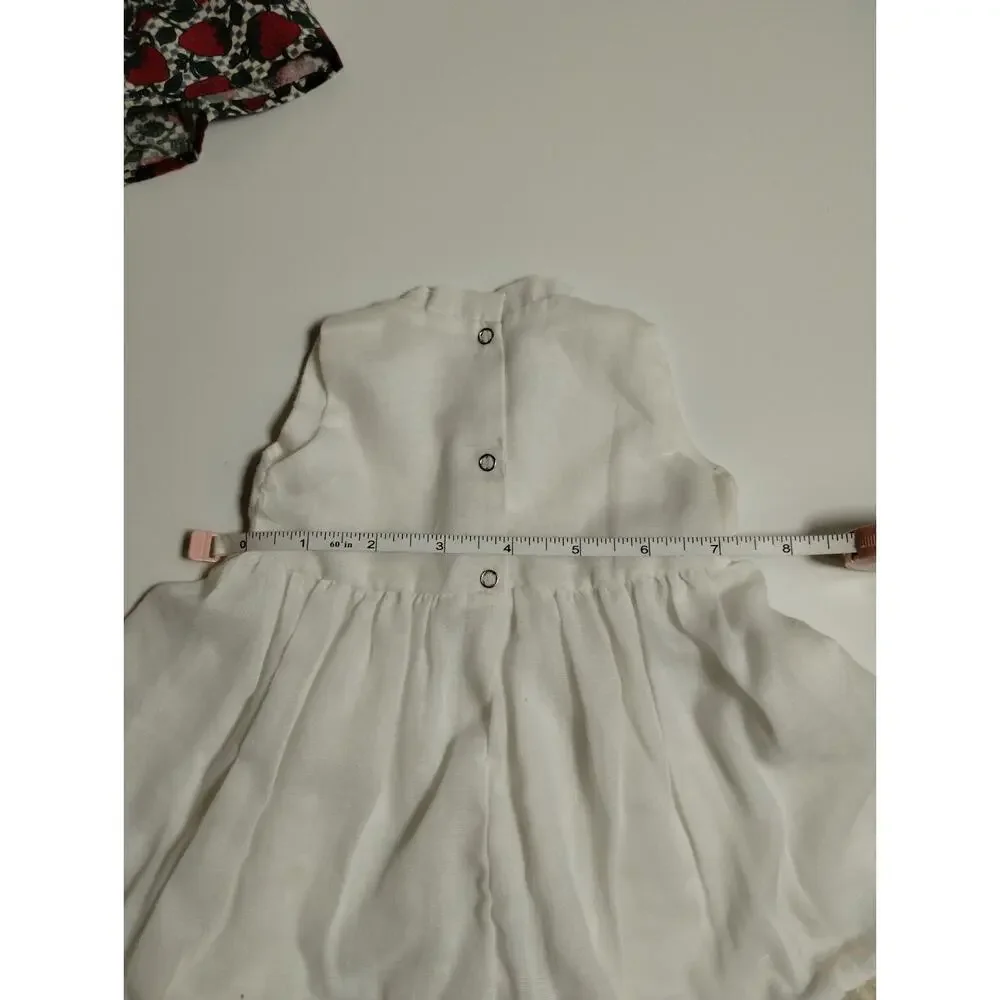 Vintage Doll Apron Dress -Strawberries - over White Slip Dress - 12